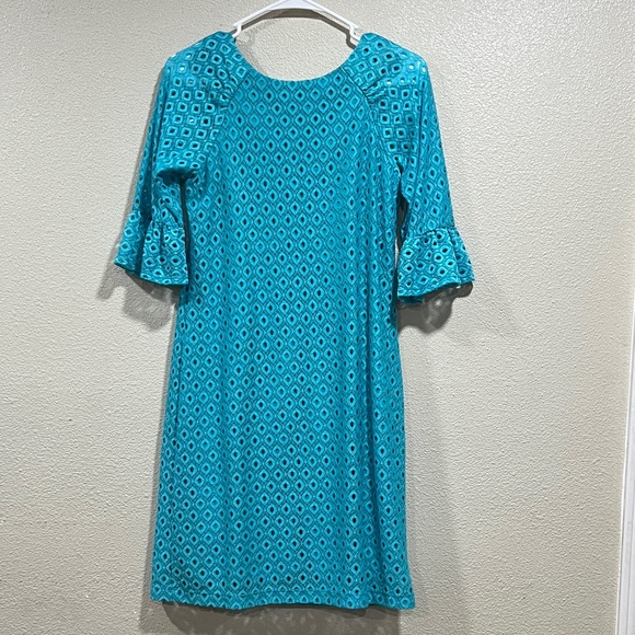 Rabbit Rabbit Rabbit Designs Turquoise Eyelet Sheath Dress - Picture 4 of 7
